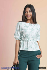 Tendenza Waist Drawstring Peplum Top