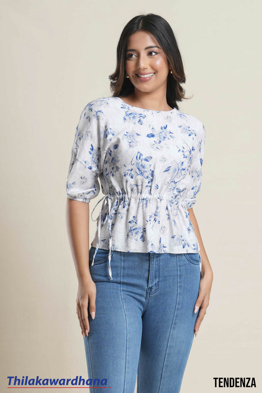 Tendenza Waist Drawstring Peplum Top