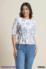 Tendenza Waist Drawstring Peplum Top