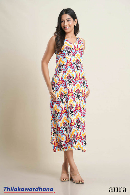 Aura Sunset Serenade Floral Summer Dress