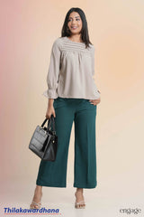 Engage Pleated Elegance Puff Sleeve Blouse