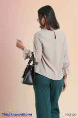 Engage Pleated Elegance Puff Sleeve Blouse