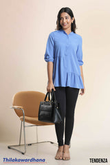 Tendenza Stand Collar Peplum Top