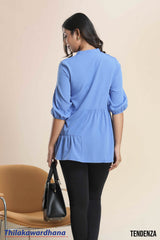 Tendenza Stand Collar Peplum Top