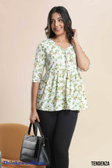 Tendenza Printed Peplum Top
