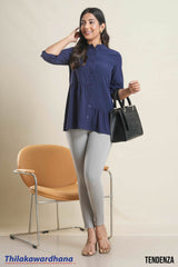 Tendenza Stand Collar Peplum Top