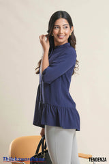 Tendenza Stand Collar Peplum Top