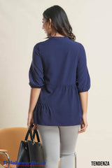 Tendenza Stand Collar Peplum Top