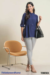 Tendenza Stand Collar Peplum Top