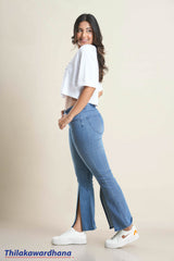 Mid Washed Boot Cut Slit Detailed Jean