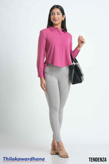 Tendenza Asymmetrical Hem Long Sleeve Top