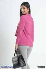 Tendenza Asymmetrical Hem Long Sleeve Top