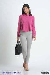 Tendenza Asymmetrical Hem Long Sleeve Top