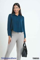 Tendenza Asymmetrical Hem Long Sleeve Top