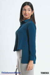 Tendenza Asymmetrical Hem Long Sleeve Top