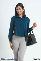 Tendenza Asymmetrical Hem Long Sleeve Top