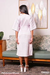 Tendenza V Neck Button Through Striped Dress