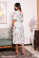 Tendenza Vintage Garden Crinkle Floral Midi Dress