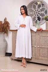 Aura Boho Lace-Up White Maxi Dress