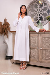 Aura Boho Lace-Up White Maxi Dress