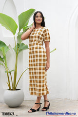 Tendenza Short Sleeve Belted Midi Dress