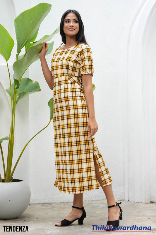 Tendenza Short Sleeve Belted Midi Dress