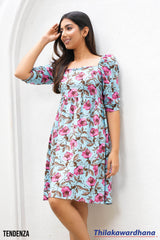 Tendenza Square Neck Mutton Sleeve Mini Dress