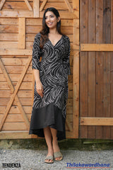 Tendenza Leopard Print Midi Wrap Dress