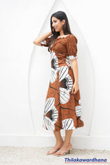Tendenza Puff Sleeve Front Ruched Maxi Dress