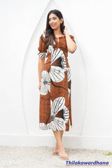 Tendenza Puff Sleeve Front Ruched Maxi Dress