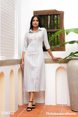 Tendenza Striped Long Sleeve Shirt Dress