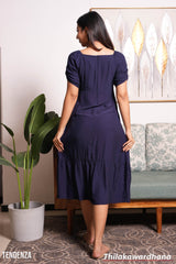 Tendenza Square Neck Frilled Hem Midi Dress