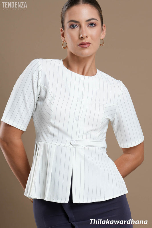 Tendenza Round Neck Pleated WW Top