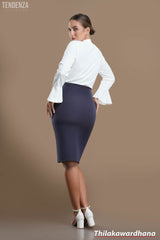 Tendenza Button Detailed Overlapped Bodycon Skirt