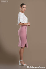 Tendenza Button Detailed Overlapped Bodycon Skirt