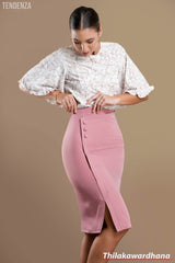 Tendenza Button Detailed Overlapped Bodycon Skirt