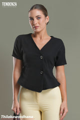 Tendenza Detail Button Haute Elegant Top