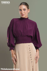 Tendenza Embroidered Lantern Sleeve Top