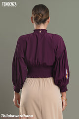 Tendenza Embroidered Lantern Sleeve Top