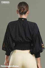 Tendenza Embroidered Lantern Sleeve Top