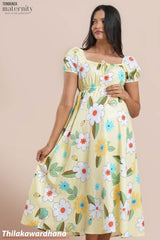 Tendenza Puff Sleeve Petal Midi Maternity Dress