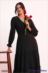 Tendenza Noir Charm Smocked Dress