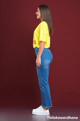 Raw Hem Light Washed Straight Jean