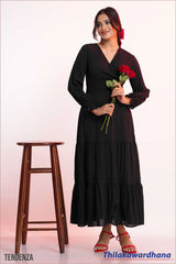 Tendenza Noir Charm Smocked Dress