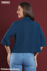 Tendenza Rainbow Button Oversized Crop Top