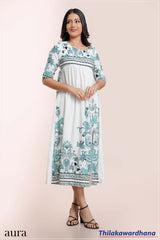 Aura Turquoise Paisley Elegance Dress