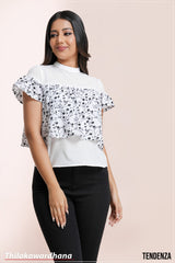 Tendenza Printed Ruffle Detailed Top