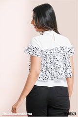 Tendenza Printed Ruffle Detailed Top