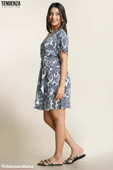 Tendenza Kimono Sleeve Draped Mini Dress