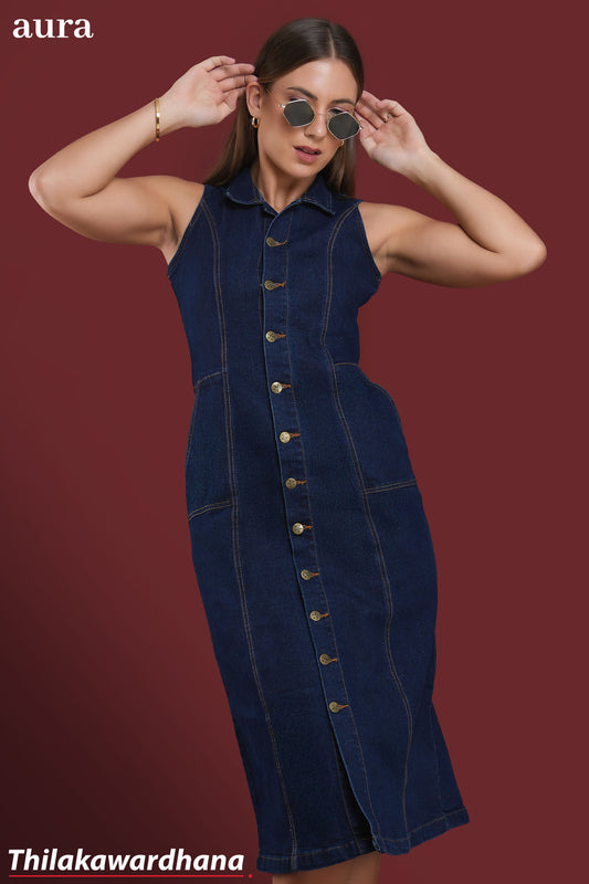 Aura Denim Allure Midi Dress